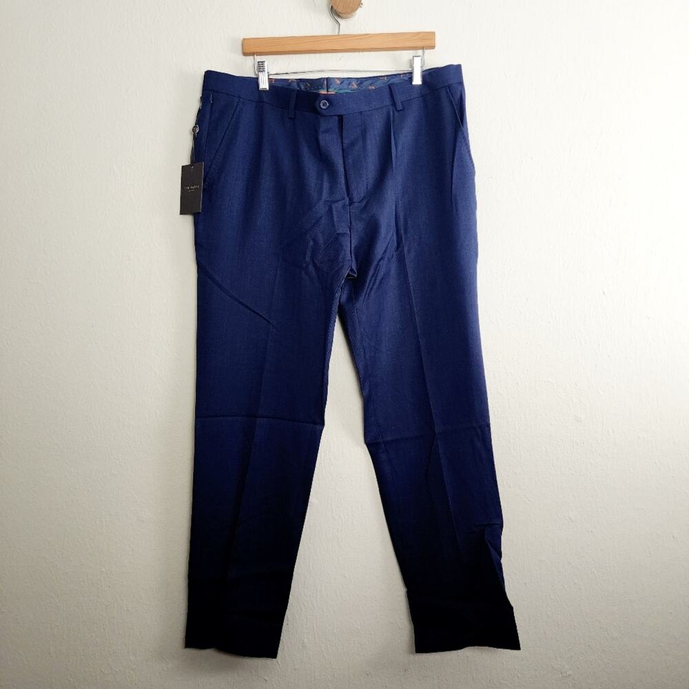 Ted Baker London 100% Wool Blue Dress Pants Tailored Trouser Slacks NWT 38R